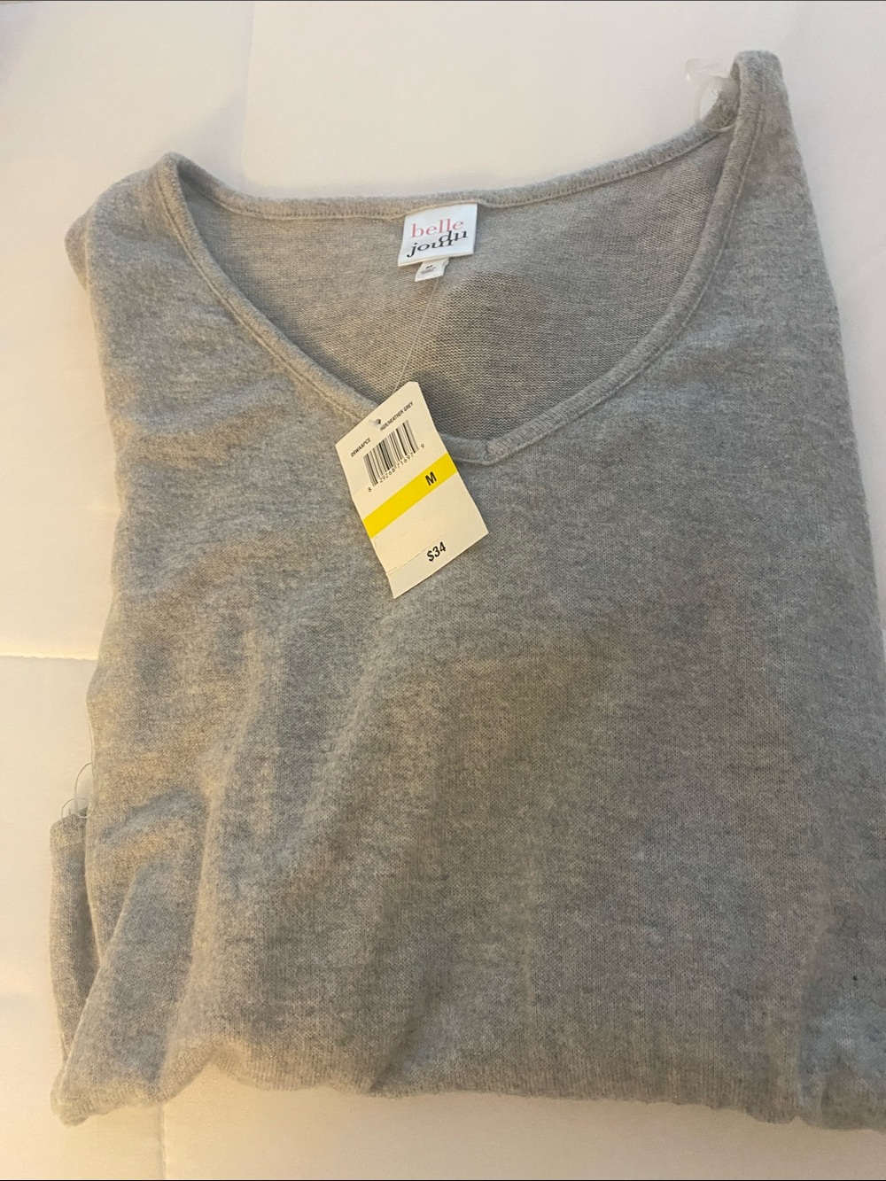 Belle Du Jour Gray V-Neck Sweater